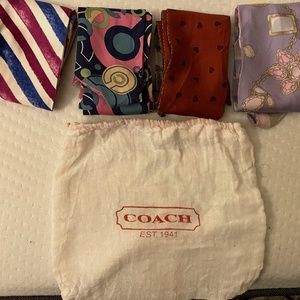 Set of 4 Coach skinny silk scarves